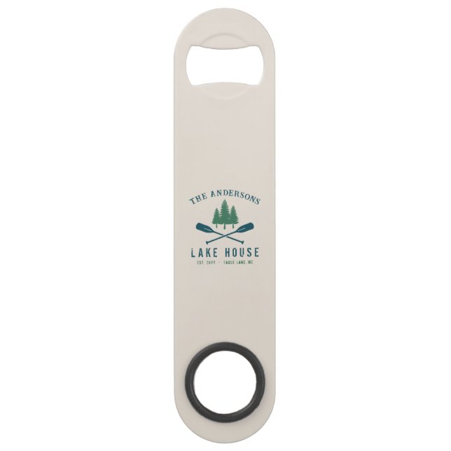 Family Lake House Modern Rustic Boat Oar Pine Tree (Front)