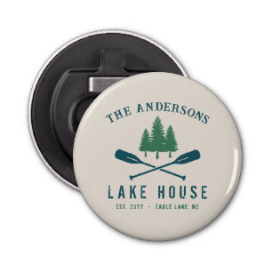 Family Lake House Modern Rustic Boat Oar Pine Tree Bottle Opener