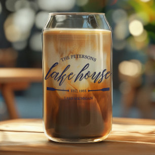 Family Lake House Rental Nautical Custom Decor Can Glass