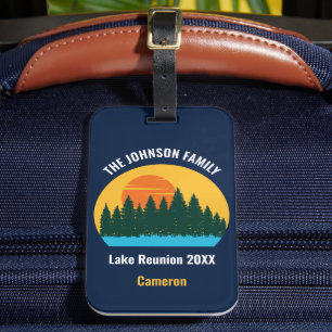 Family Lake Reunion Cute Customized Sunset Luggage Tag