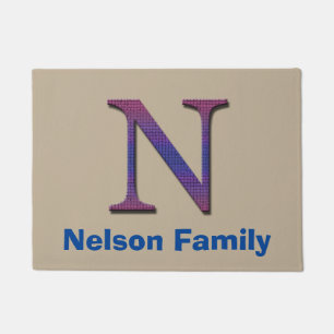 Family Last Name Letter N Monogram Initial Doormat