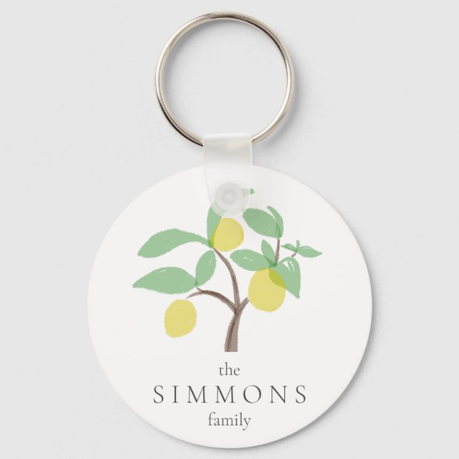 Family Lemon Fruit Tree Name Key Ring (Front)