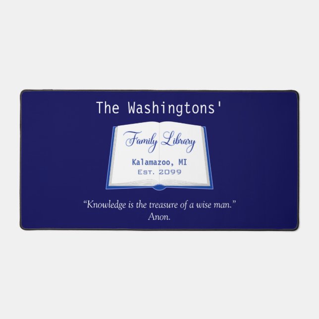 Family Library Desk Mat Book Drawing & Quote (Front)