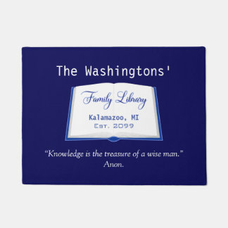 Family Library with Book Drawing & Quote Door Mats