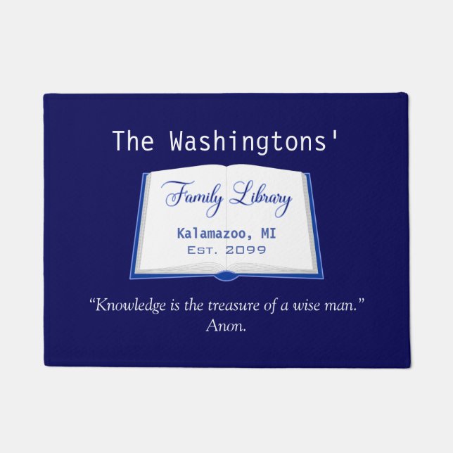 Family Library with Book Drawing & Quote Door Mats (Front)