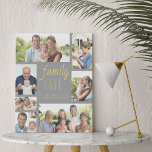 Family Life 7 Photo Grey and Yellow Faux Canvas Print<br><div class="desc">Personalised canvas with your favourite photos and modern family quote. "Family Life is the Best Life" is lettered in casual script and skinny font typography and the design has a trendy colour palette of grey and yellow (editable). Add your photos, working clockwise from the top left, and the photo template...</div>