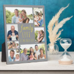 Family Life 7 Picture Grey and Yellow Photo Plaque<br><div class="desc">Personalised photo plaque with family quote. "Family Life is the Best Life" is lettered in casual script and skinny font typography and the design has a modern colour palette of grey and yellow (editable). Add your photos, working clockwise from the top left, and the photo template will automatically create the...</div>