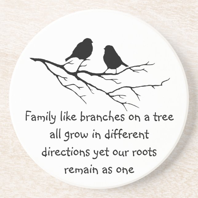 Family like branches on a tree Saying Birds Coaster (Front)