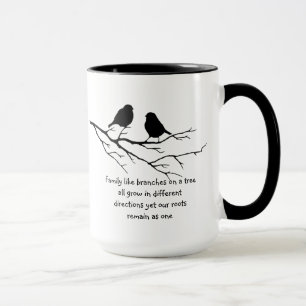Family like branches on a tree Saying Birds Mug