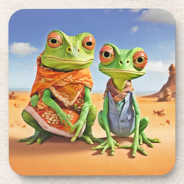 Family Lizard Artwork Coaster (Front)
