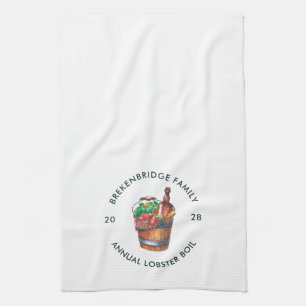 Family Lobster Boil Annual Summer Seafood Party Tea Towel