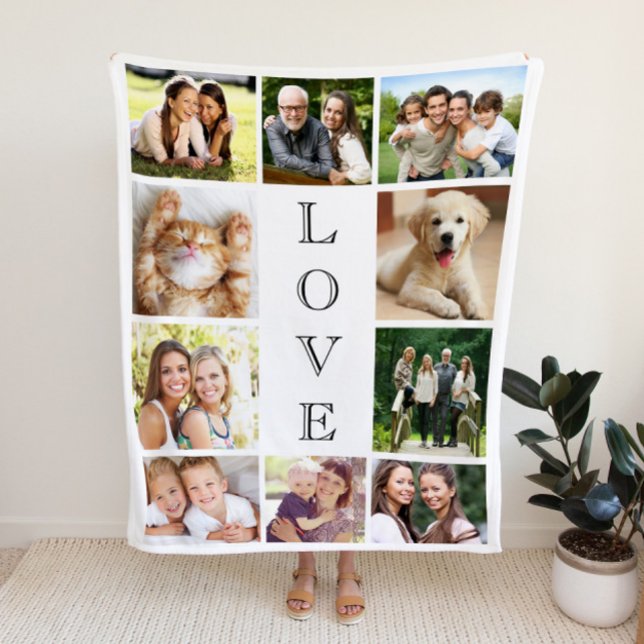 Family Love 10 Photo Collage Fleece Blanket (Creator Uploaded)