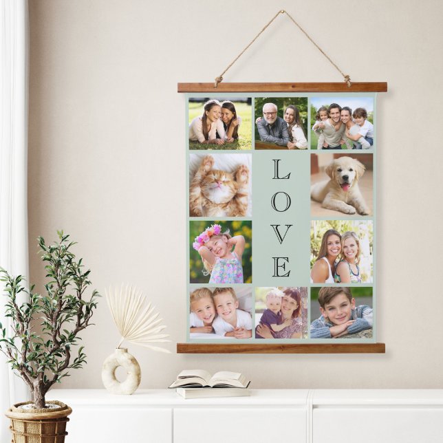 Family Love 10 Photo Collage Sage Hanging Tapestry (Creator Uploaded)