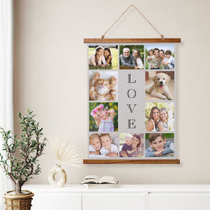 Family Love 10 Photo Collage Taupe Hanging Tapestry