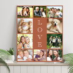 Family Love 10 Photo Collage Terracotta Faux Canvas Print<br><div class="desc">A terracotta photo collage faux canvas print to celebrate your family,  loved ones,  friends,  pets or special event. Customize with 10 photos. "LOVE" is written down the middle in elegant typography.</div>