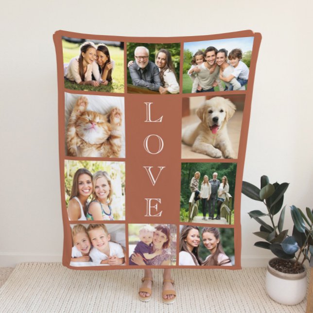 Family Love 10 Photo Terracotta Sherpa Blanket (Creator Uploaded)