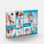 Family Love 8 Photo Beach Blue Modern<br><div class="desc">Gift them the gift of family love with this modern beach blue photo collage photo block featuring 8 of your own photos and the sentiment of "Family Love" in a hand lettered script. Easy to customise with your own family pictures. This is the perfect family keepsake and a great gift...</div>