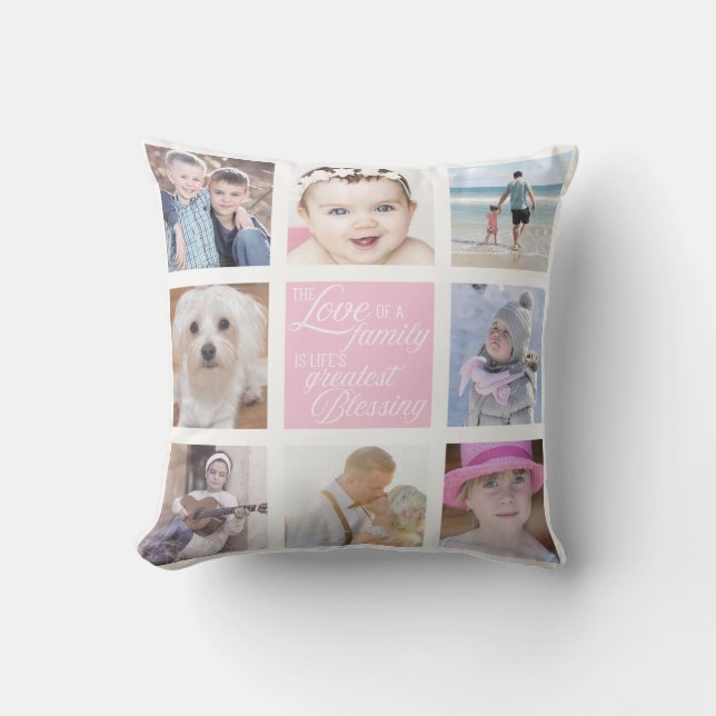 Family Love | 8 Square Photographs Cushion (Front)