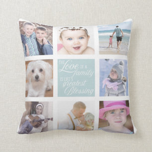 Family Love   8 Square Photos Custom Colour Cushion