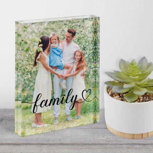 Family Love Black Script Custom Vertical Photo Block (Creator Uploaded)