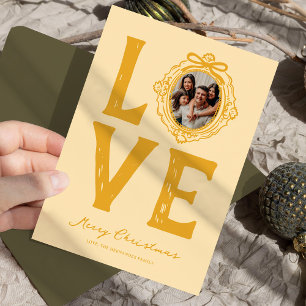 Family Love Doodle Photo Christmas Holiday Card