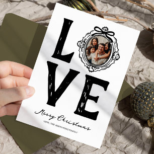 Family Love Doodle Photo Christmas Holiday Card