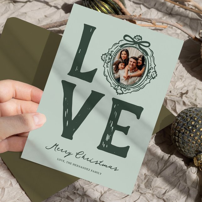 Family Love Doodle Photo Christmas Holiday Card (Creator Uploaded)