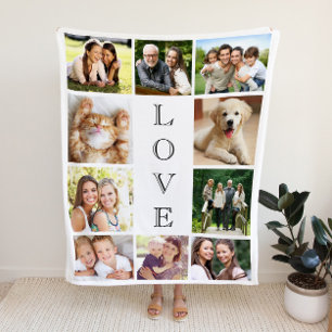 Family Love Multi-Photo Collage Modern Fleece Blanket