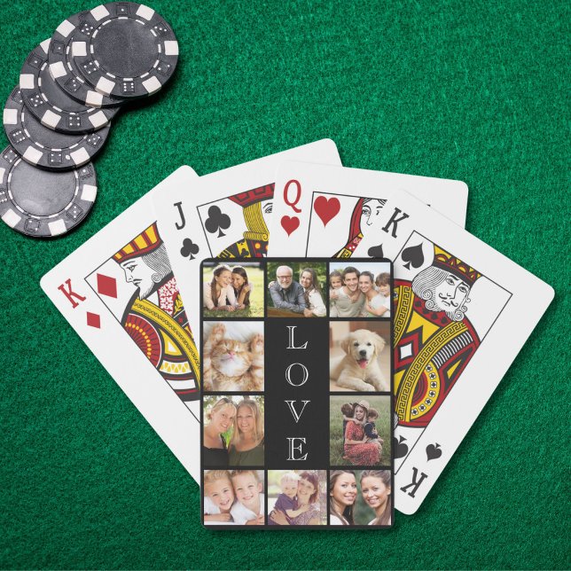 Family Love Photo Collage Black Playing Cards (Creator Uploaded)