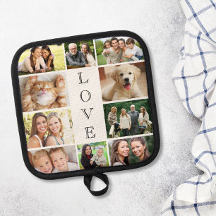 Family Love Photo Collage Personalised White Pot Holder