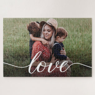 Family Love Script Personalised Photo  Jigsaw Puzzle