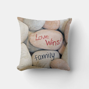 family love sign on stones cushion