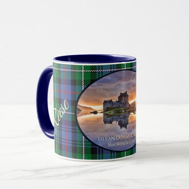 Family MacKenzie Clan Tartan, Eilean Donan Castle  Mug (Front Left)