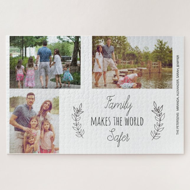 Family makes the world safer custom photo collage jigsaw puzzle (Horizontal)