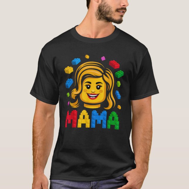 Family Mama Mom Master Builder Building Bricks Blo T-Shirt (Front)