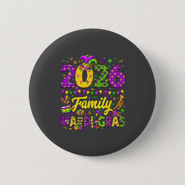 Family Mardi Gras 2026 Fat Tuesday Family Matching 6 Cm Round Badge (Front)