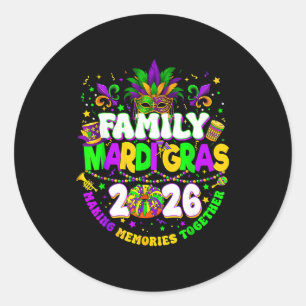 Family Mardi Gras Crew 2026 Carnival Trip Matching Classic Round Sticker