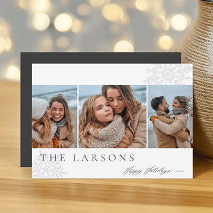 Family Marquee   Happy Holidays Three Photo Holiday Card