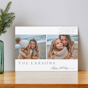 Family Marquee   Happy Holidays Two Photo Holiday Card