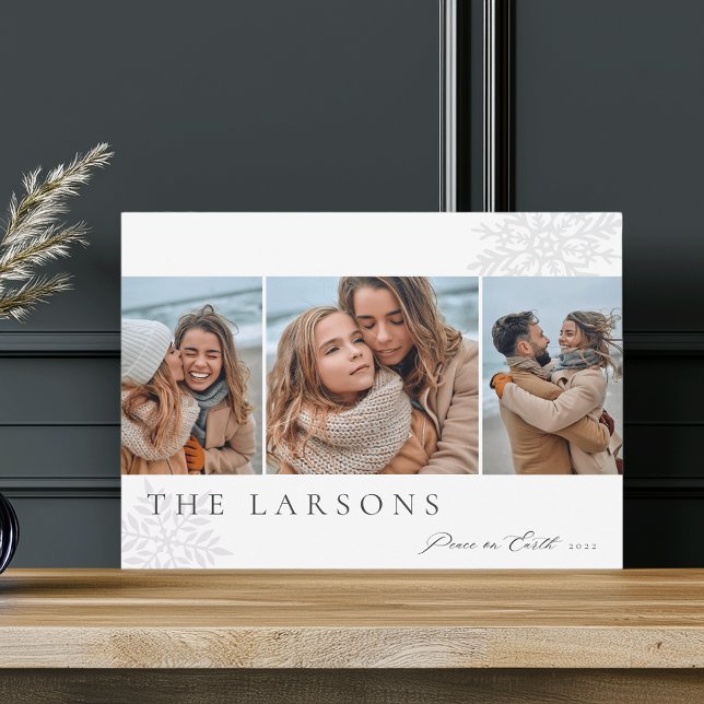 Family Marquee | Peace on Earth Three Photo Holiday Card (Creator Uploaded)