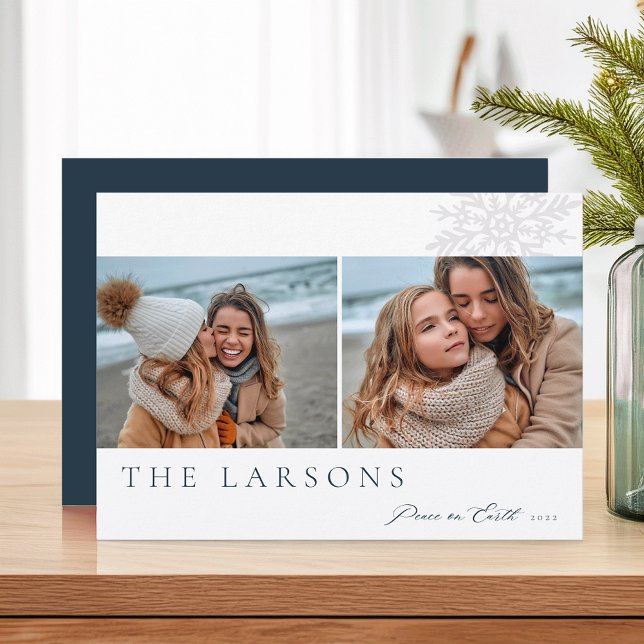 Family Marquee | Peace on Earth Two Photo Holiday Card (Creator Uploaded)