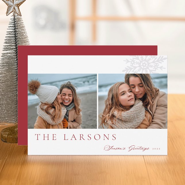 Family Marquee | Season's Greetings Two Photo Holiday Card (Creator Uploaded)