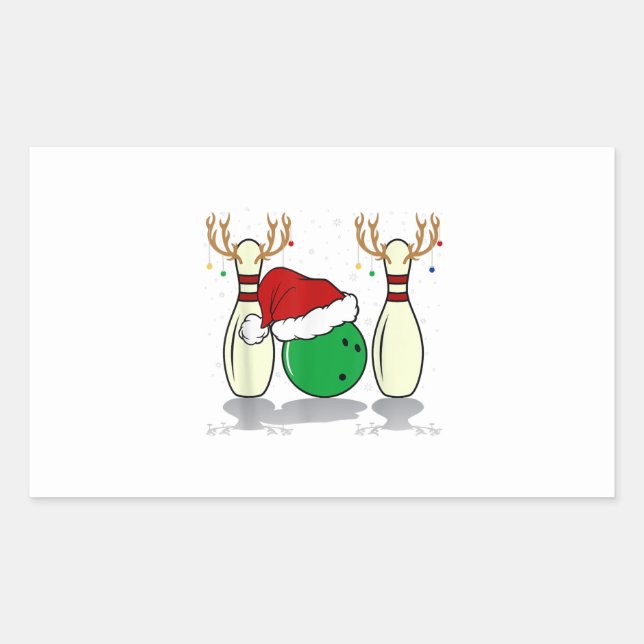 family matching christmas bowling santa xmas rectangular sticker (Front)