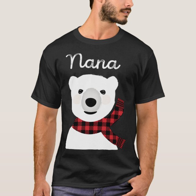 Family Matching Christmas  Buffalo Plaid Nana Bear T-Shirt (Front)