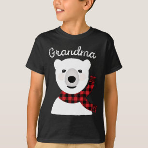 Family Matching Christmas Grandma Plaid Bear Gift  T-Shirt