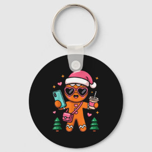 Family Matching Christmas Pajama Gingerbread Selfi Key Ring