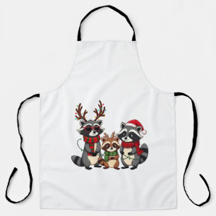 Family Matching Christmas Raccoons Santa Hat  Apron
