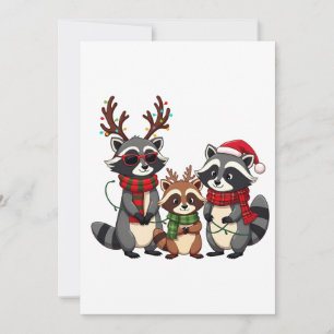 Family Matching Christmas Raccoons Santa Hat  Invitation