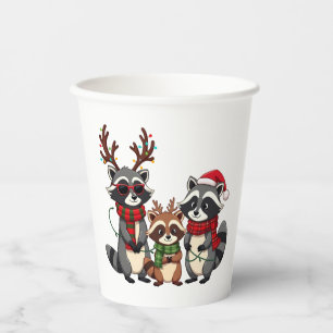Family Matching Christmas Raccoons Santa Hat  Paper Cups