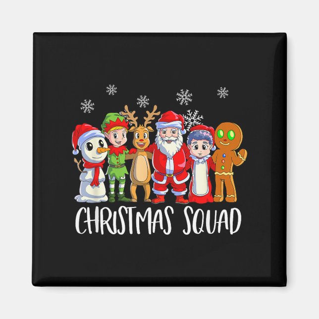 Family Matching Christmas Squad Santa Reindeer Elf Magnet (Front)